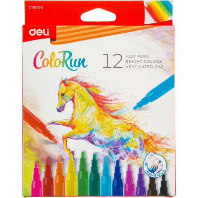 Фломастеры Deli, ColoRun, вентилируемый, 12 цветов