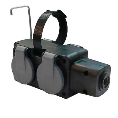 Розетка четырехместная переносная с защитными крышками, серая, 16 А (РП 16-004) купить в отделе магазина Экономстрой