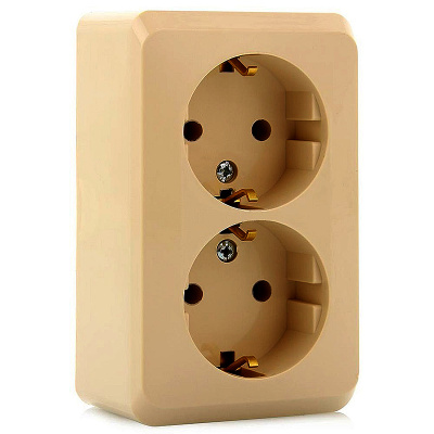 Розетка 2-х местная, с заземлением, открытой установки 16А 250В Крем Этюд Schneider Electric (PA16-007K) купить в отделе магазина Экономстрой