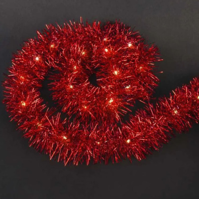 Гирлянда светодиодная Navigator, свет теплый белый, 95 063 NGF-D047-01 (мишура красная)