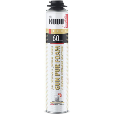 Пена монтажная профи Kudo Trend Window 60, для монтажа оконных и дверных блоков, 1 л