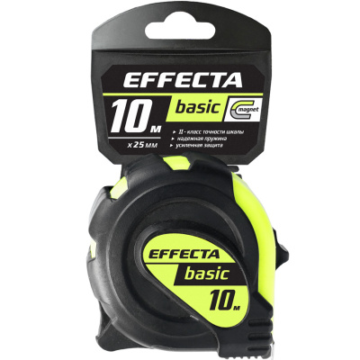 Рулетка с магнитом Effecta Basic, 3 стопа, 10 м х 25 мм