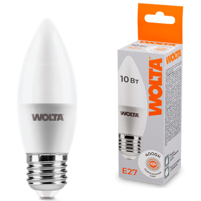 Лампа светодиодная Wolta С37 25SC10E27 / E27, свеча, 10 Вт, 825lm 4000К купить в отделе магазина Экономстрой