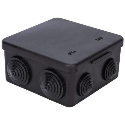 Коробка распаячная для открытой проводки Тусо RUVinil (IP54) 67045Ч, черная, 100х100х50 мм