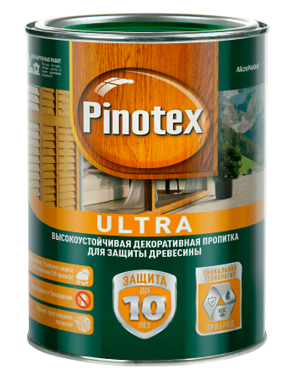 Антисептик Pinotex ULTRA с лаком белый для наружных работ 1л до 10 лет от магазина Экономстрой