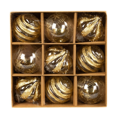 Набор шаров в тубе пластиковые, D8 см, 9 шт, золотой купить в отделе магазина Экономстрой