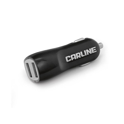 Адаптер автомобильный Carline, CH-2UB, 2хUSB, 1A/2.1А, 12/24В, черный