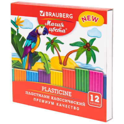 Пластилин классический Brauberg Магия Цвета New, 12 цветов, 240 г, стек, 106426 купить в отделе магазина Экономстрой