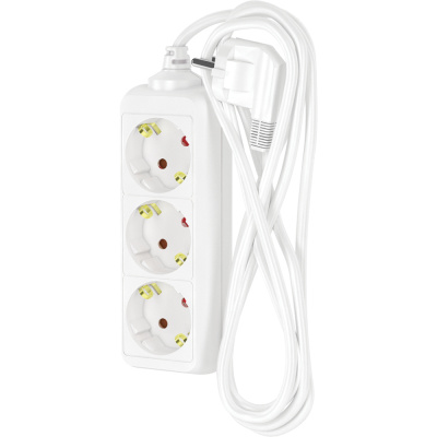 Удлинитель сетевой Фотон, с заземлением, 16А, белый, 3 розетки, 3 м купить в отделе магазина Экономстрой
