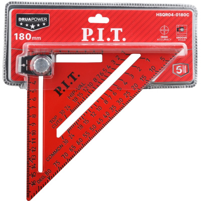 Угольник метрический P.I.T., Свенсона, плотницкий, с разметочным маркером, 180 мм купить в отделе магазина Экономстрой