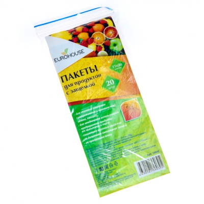Пакеты для продуктов Eurohouse, с защелкой, 15x20 см, 20 шт
