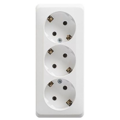 Розетка 3-х местная, с заземлением, открытой установки, 16А 250В Белая Этюд Schneider Electric (PA16-011B) купить в отделе магазина Экономстрой