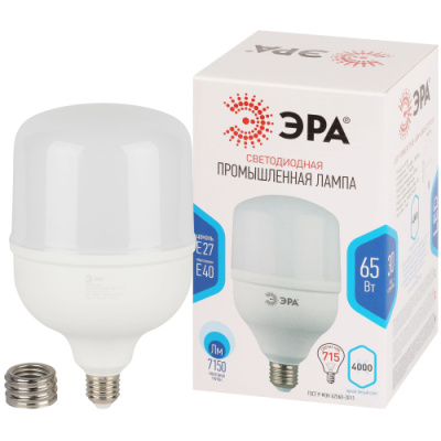 Лампа светодиодная Эра Power STD LED smd T140-65W-4000-E27/E40, 65 Вт, 7150Лм 4000К, колокол нейтральный белый, Б0071818 купить в отделе магазина Экономстрой