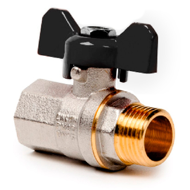 Кран шаровой латунный, ручка бабочка, внутренняя-наружная резьба, RTP (РосТурПласт) 34895, PN40, 3/4" купить в отделе магазина Экономстрой