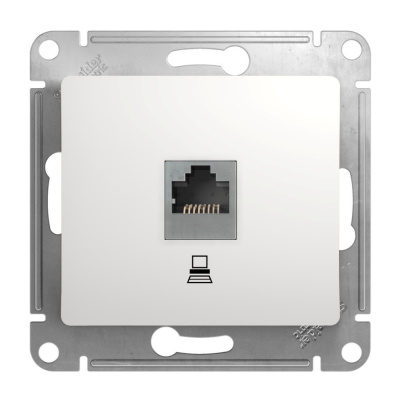 Розетка компьютерная Schneider Electric, Glossa, RJ45, категория 5е, белая купить в отделе магазина Экономстрой