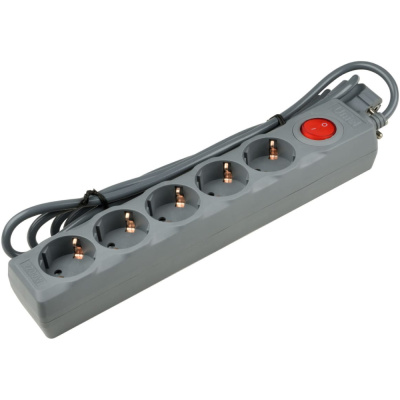 Cетевой фильтр Uniel, S-GSU5-1.5, серия Universal, Пвс 3x0.75, 5 гнезд, с заземлением, 10А, Grey, 1,5 м купить в отделе магазина Экономстрой