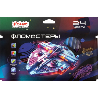 Фломастеры Комус Класс Star way, 24 цвета, вентилируемый колпачок, смываемые купить в отделе магазина Экономстрой
