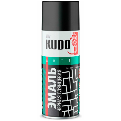 Краска аэрозольная универсальная алкидная Kudo KU-1002 (черная глянцевая; RAL 9005), 520 мл купить в отделе магазина Экономстрой