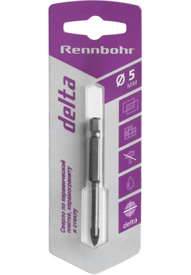 Сверло по керамике и стеклу 5 мм, 2 грани, RB (RennBohr) Delta, 676005