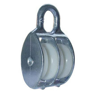 Блок для троса оцинкованный двойной с нейлоновым шкивом, 15 мм купить в отделе магазина Экономстрой