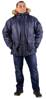 Куртка Аляска длинная, мужская, тёмно-синяя, р.(48-50) 96-100/182-188