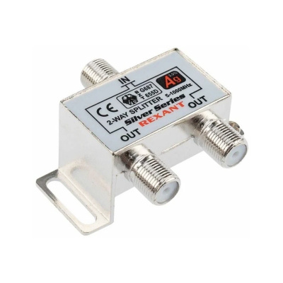 Делитель Rexant, ТВ x 2 + 3 штеккеров, F BOX, 5-1000 МГц ,Silver