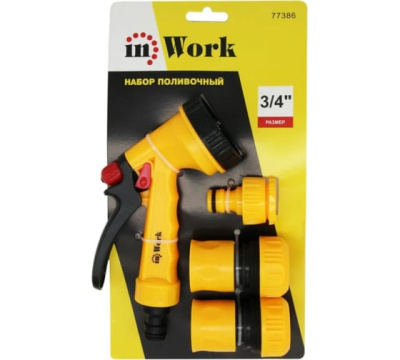 Набор поливочный InWork, соединитель, адаптер, соединитель, пистолет, 3/4" купить в отделе магазина Экономстрой