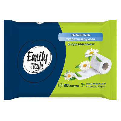 Влажная туалетная бумага растворяющаяся Emily Style (30 листов) купить в отделе магазина Экономстрой