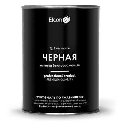 Грунт-эмаль по ржавчине 3 в 1 Elcon (матовая; черная), 0,8 кг