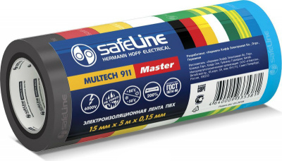 Изолента ПВХ Safeline 15мм х 5м комлект 7 цветов