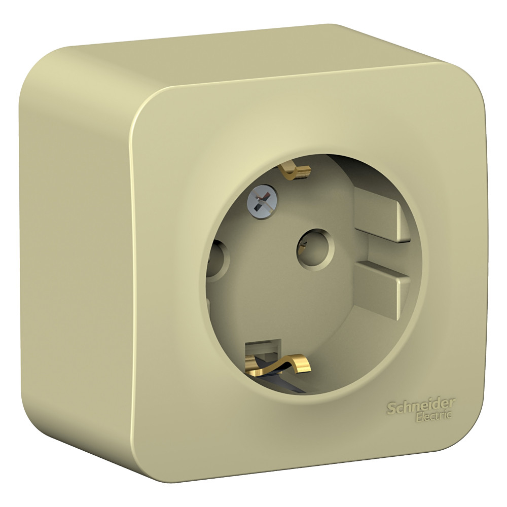 Розетка Schneider Electric, Blanca, 1 местная, с заземлением, открытой установки, бежевый, 16А 250В купить в отделе Розетки электрические магазина Экономстрой