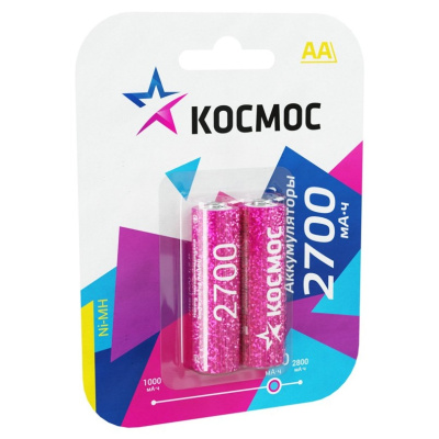 Аккумулятор Космос R6 (AA) Ni-Mh BL-2, 2700mAh, 1,2V (2 шт) купить в отделе магазина Экономстрой