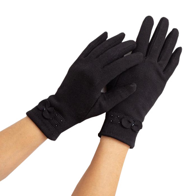 Перчатки женские &quot;Бантик&quot;, черный, размер 17