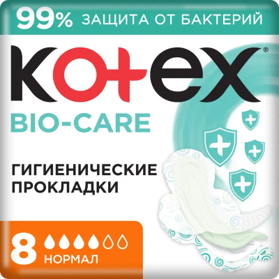 Прокладки гигиенические Kotex Bio-Care Нормал, 8 шт купить в отделе магазина Экономстрой