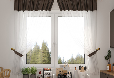 Комплект портьер "Софт-Вуаль", с подхватами, трюфель, 135х160 см