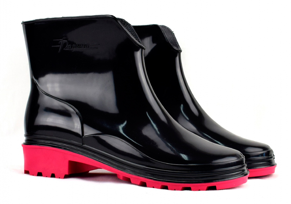 картинка Полусапоги чёрный с розовым женские ПВХ, высота 18 см, размер 36 Д16 от магазина Экономстрой