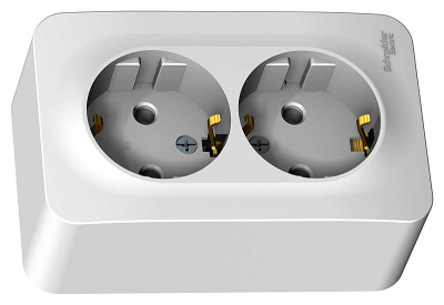 Розетка 2-х местная, с заземлением, открытой установки, 16А 250В Белая BLANCA Schneider Electric (BLNRA010211) купить в отделе магазина Экономстрой
