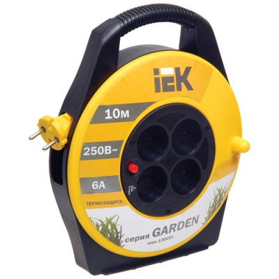 Катушка УК10 с термозащитой 4 гнезда 2Р/10м 2х0,75 мм2 IP20 "Garden" ИЭК купить в отделе магазина Экономстрой