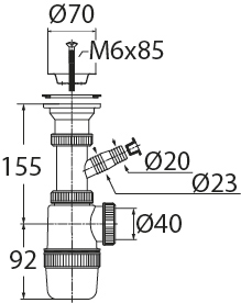 Сифон для умывальника Элит с отводом для стиральной/посудомоечной машины 1 1/2"х40 мм 30980614