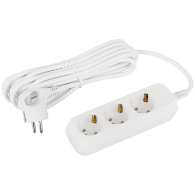 Удлинитель бытовой с заземлением Эра, Greenline, 3 гнезда, ПВС 3x1, 16A/3500Вт, 5 м купить в отделе магазина Экономстрой