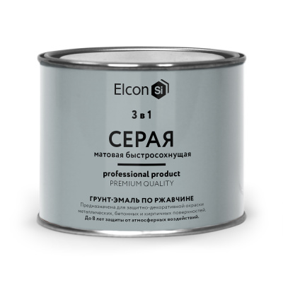 Грунт-эмаль по ржавчине 3 в 1 Elcon (матовая; серая), 0,4 кг