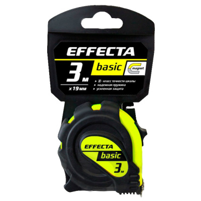 Рулетка 3 м х 19 мм, с магнитом EFFECTA Basic