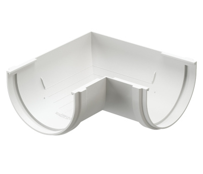 Угловой элемент желоба Docke STANDARD (Standart) пластиковый 120 мм, 90°, универсальный, белый RAL 9003