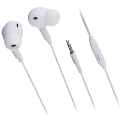 Наушники проводные GoPower GPHP06 AUX с силиконовыми уплотнителями, белые купить в отделе магазина Экономстрой