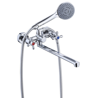 Смеситель для ванны с длинным изливом SMV GROUP, двухвентильный, нержавеющая сталь, хром купить в отделе магазина Экономстрой