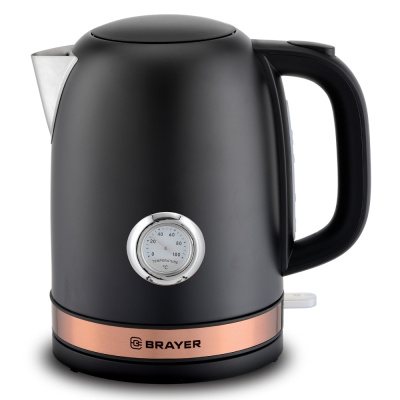 Чайник электрический Brayer Strix, 2200Вт, черный, 1,7 л
