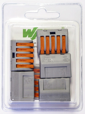 Клемма Wago 222-415 5х(0,5-4,0 кв.мм), 5 шт купить в отделе магазина Экономстрой