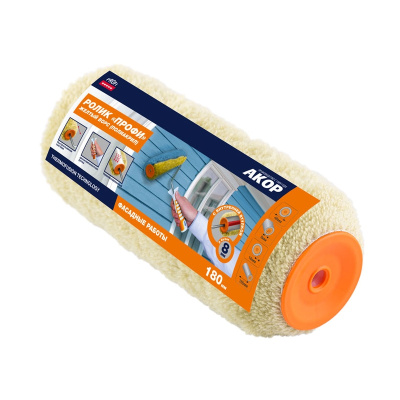 Ролик Акор "Профи", желтый ворс, полиакрил 18 мм, бюгель 8 мм, 180 мм купить в отделе магазина Экономстрой