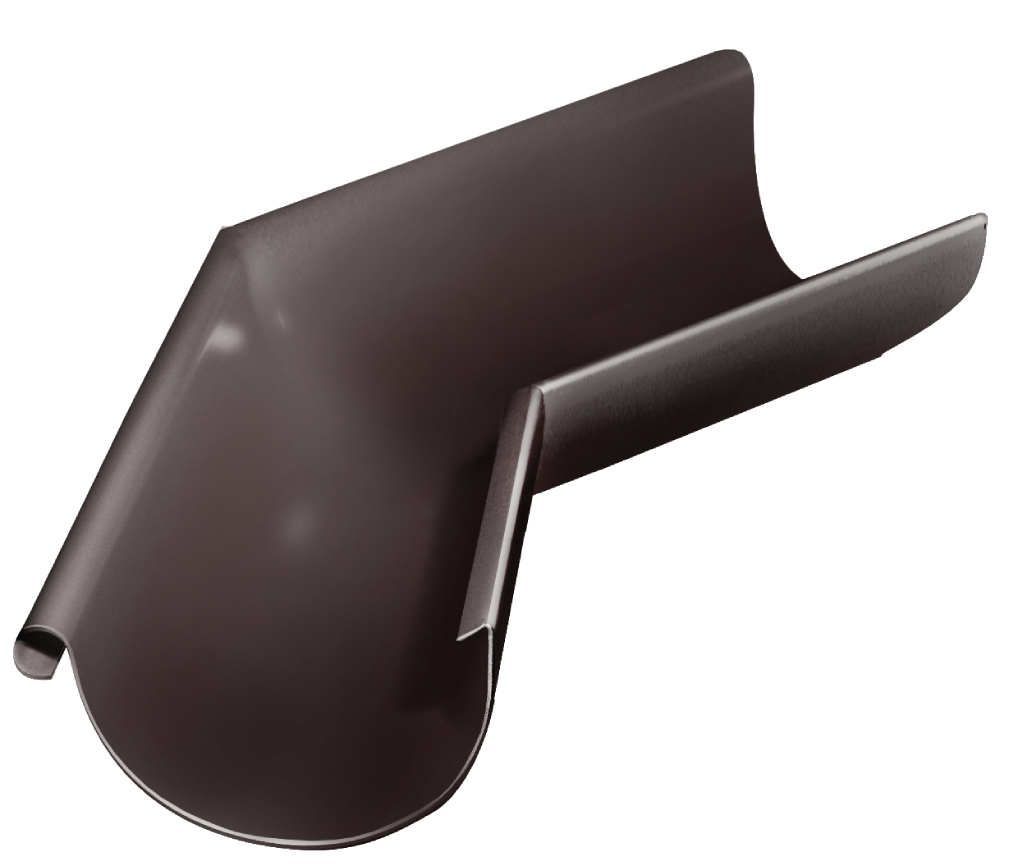 Угол желоба Евро металлический 125 мм, 90°, наружный правый, шоколадно-коричневый RAL 8017 купить в отделе Водосточные системы магазина Экономстрой