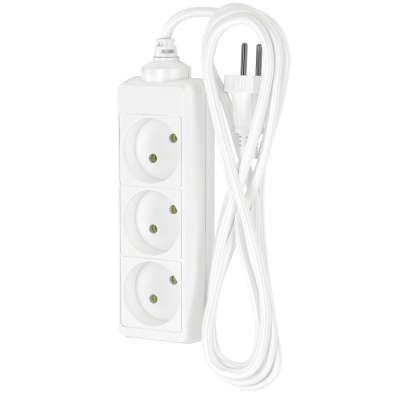 Удлинитель сетевой Фотон, 10А, белый, 3 розетки, 2 м купить в отделе магазина Экономстрой